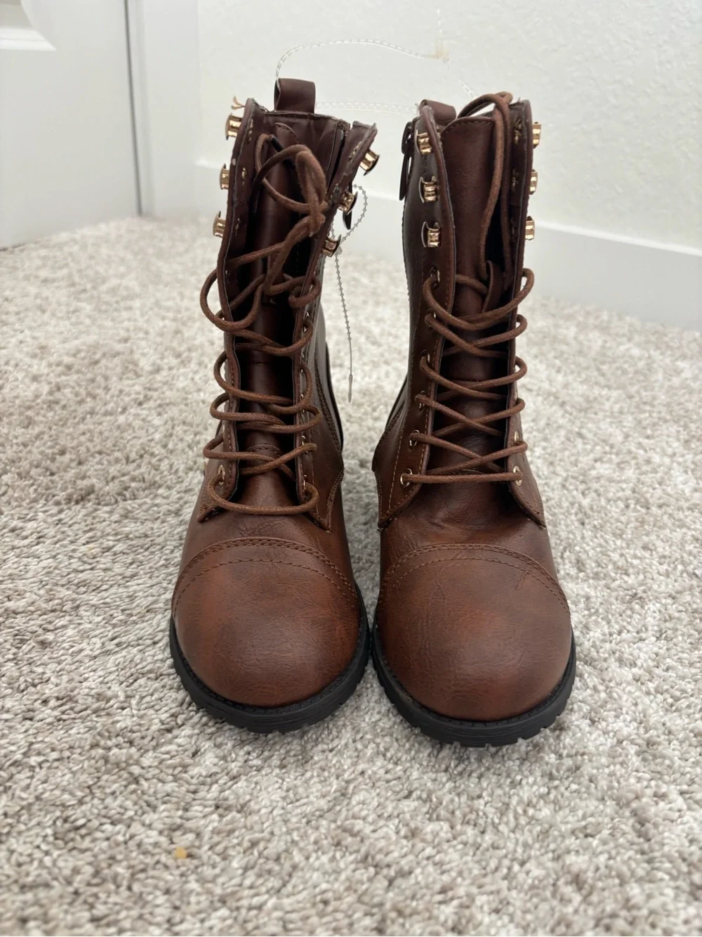NEW Girls Brown Lace-Up Boots